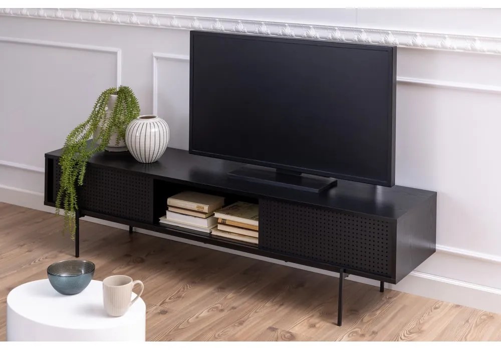 Mobile TV basso nero effetto frassino 180x44,5 cm Angus - Actona