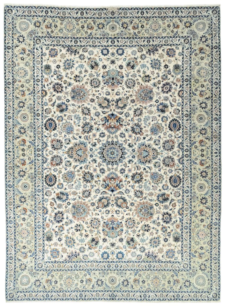 Kashan Tappeto 460x340 Beige (Iran) Annodato A Mano