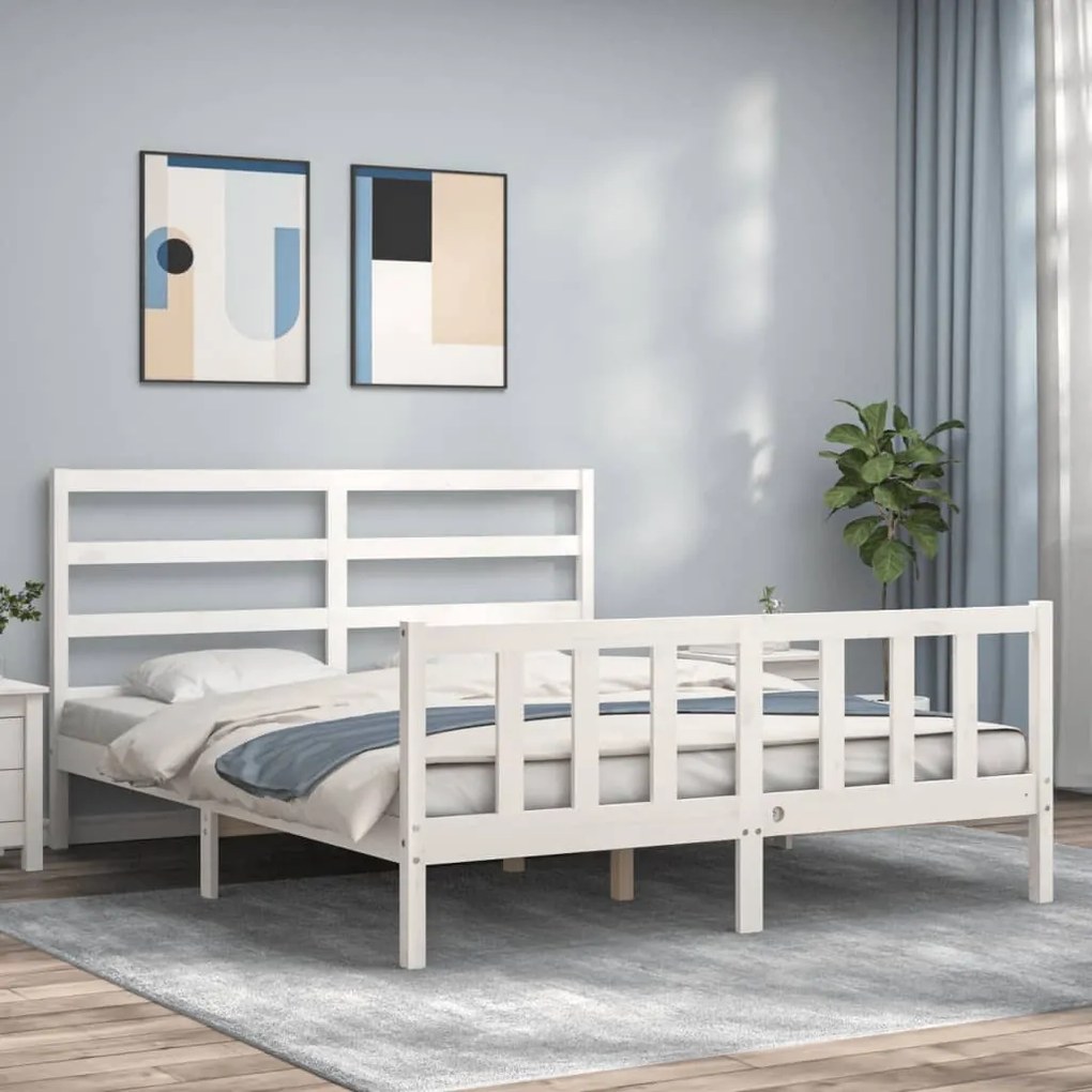Giroletto Senza Materasso Bianco 160x200 Cm Legno Massello Pino /