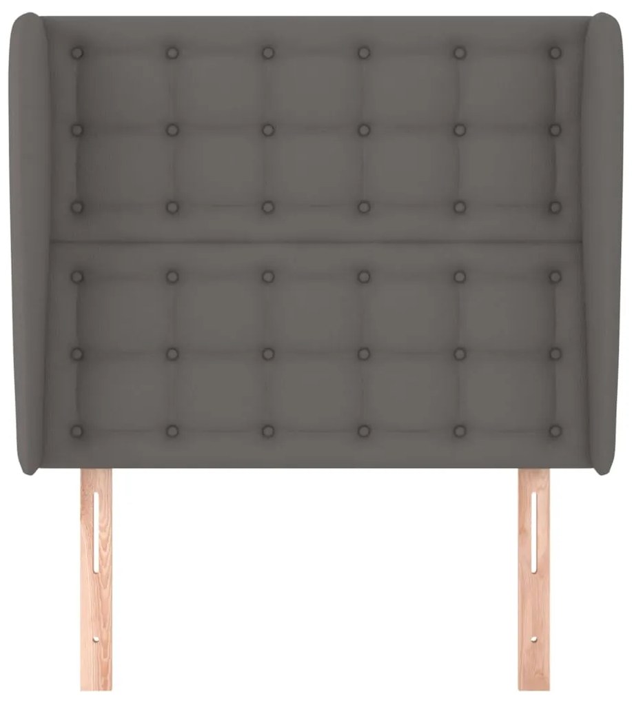 Testiera ad orecchio grigio scuro 93x23x118/128cm in similpelle