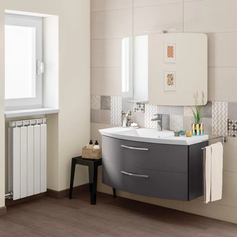Mobile sottolavabo e lavabo Cassca per vasca centrale grigio ferro L 99 x H 48 x P 47 cm 2 cassetti
