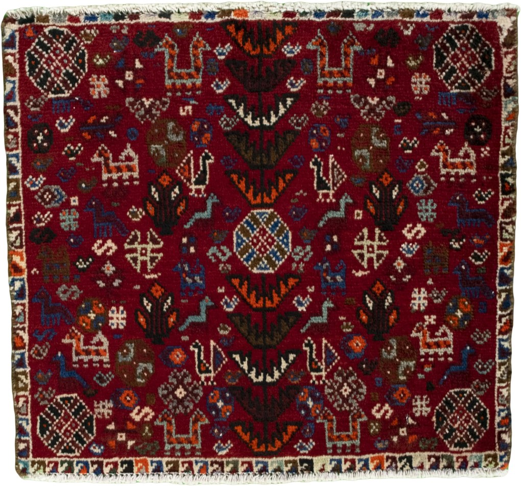 Shiraz Tappeto persiano 50x60 Rosso (Iran) Annodato A Mano