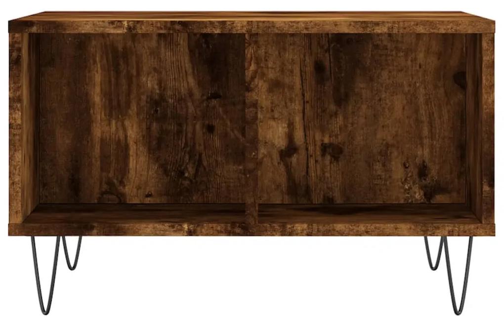 Tavolino da salotto rovere fumo 60x50x36,5 cm legno multistrato