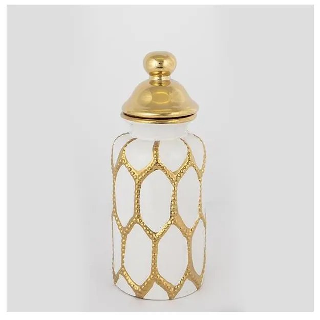 Vaso in ceramica 31x12,5 cm oro/bianco