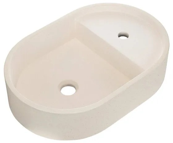 Lavabo da appoggio ALBA HOMESIGHT ovale piletta non inclusa in calcestruzzo L 55 x H 12 x P 36.6 cm beige piletta non inclusa
