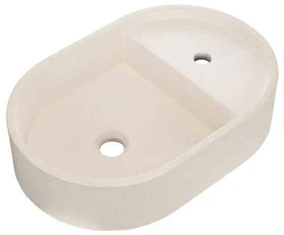 Lavabo da appoggio ALBA ovale in calcestruzzo L 55 x H 12 x P 36.6 cm beige