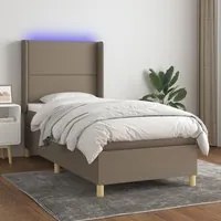 Letto a Molle Materasso e LED Marrone Scuro 90x200cm in Tessuto 3138768