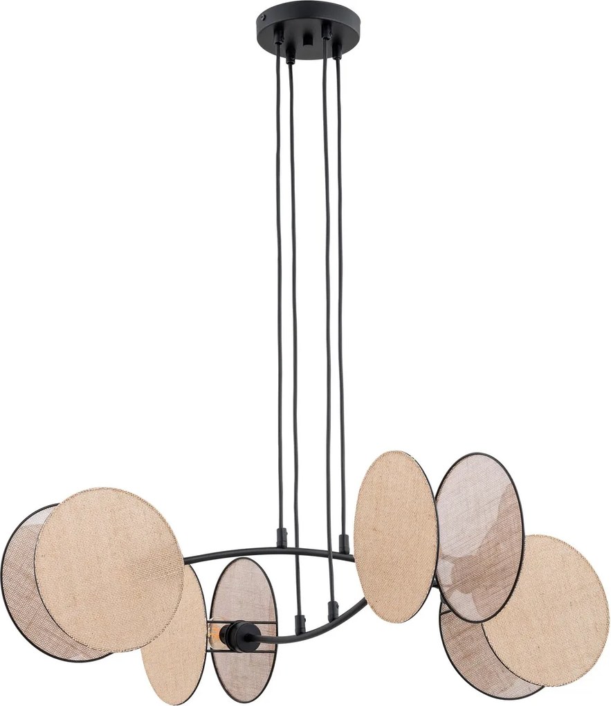 Lampadario a Sospensione MOTIF 4 in Acciaio e Tessuto 4xE14