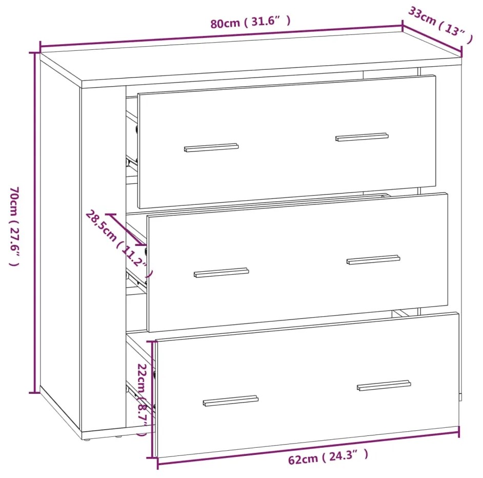 Credenza Nera in Legno Multistrato