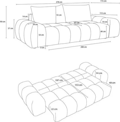 Divano grigio scuro allungabile e con contenitore rivestito in ciniglia 278 cm Everest – Bobochic Paris