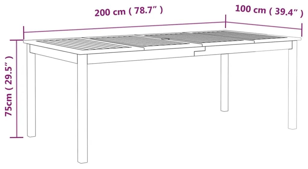 Tavolo da Giardino Grigio 200x100x75cm Legno Massello di Acacia