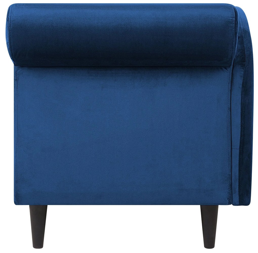 Chaise longue velluto blu marino e legno scuro destra LUIRO Beliani
