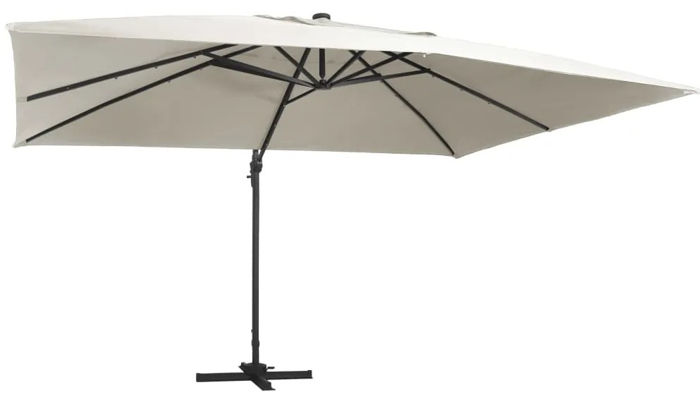 Ombrellone A Sbalzo Con Led Palo İn Alluminio 400x300 Cm Sabbia /