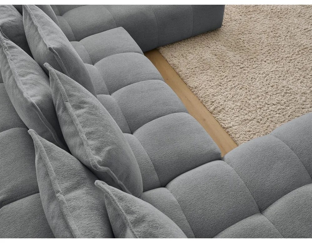 Divano angolare grigio scuro allungabile e con contenitore (penisola a destra/a U) con rivestimento in ciniglia Everest – Bobochic Paris