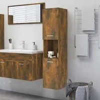 Armadietto Bagno Rovere Fumo 30x30x130 cm in Legno Multistrato 815639