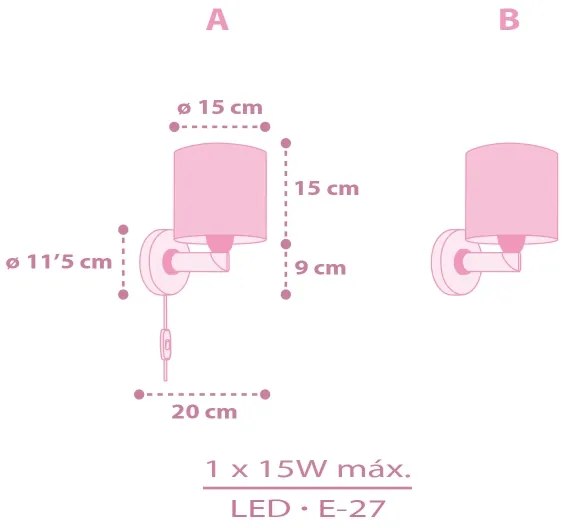 Dalber 42499 - Lampada da parete per bambini FAIRY DREAMS 1xE27/15W/230V