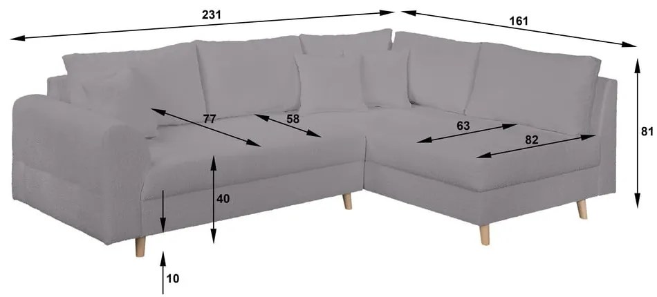 Divano angolare grigio scuro in tessuto bouclé (angolo destro) Ariella - Ropez