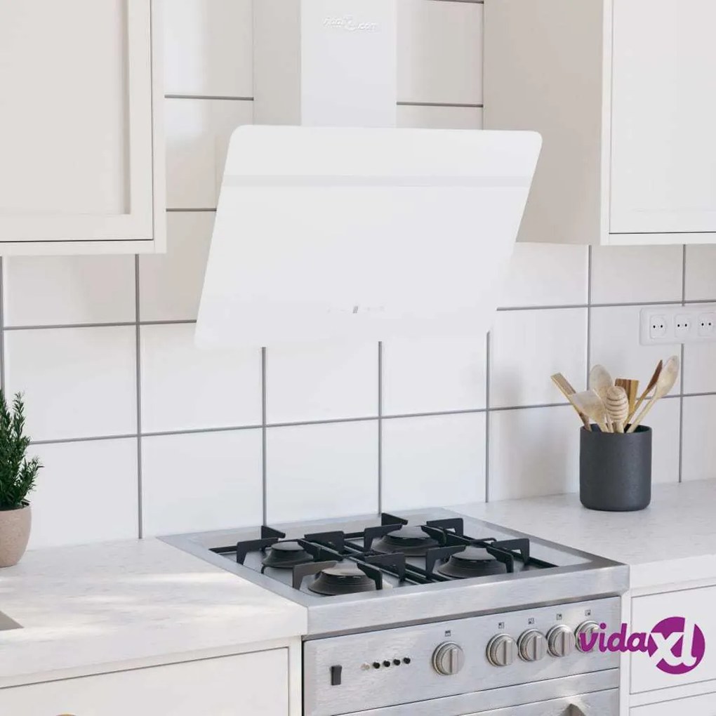 vidaXL Cappa a Parete 60 cm in Acciaio e Vetro Temperato Bianco