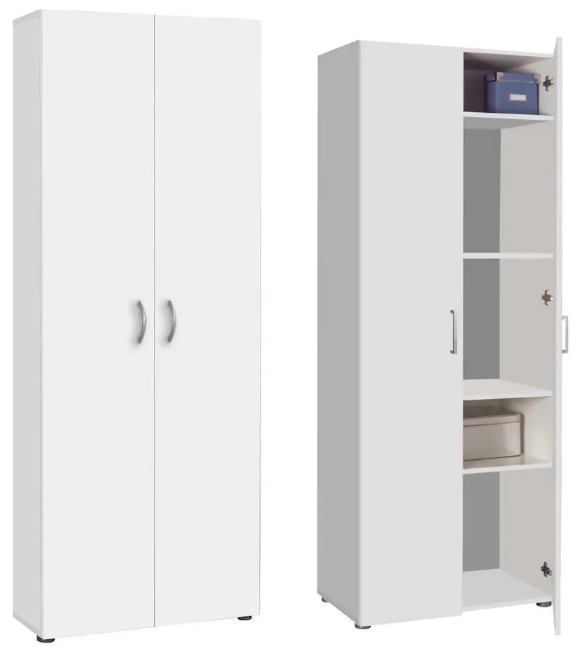 Armadio Multiuso 2 Ante con Ripiani Scarpiera Salvaspazio Mobile in Legno Bianco- 70x36x181 cm