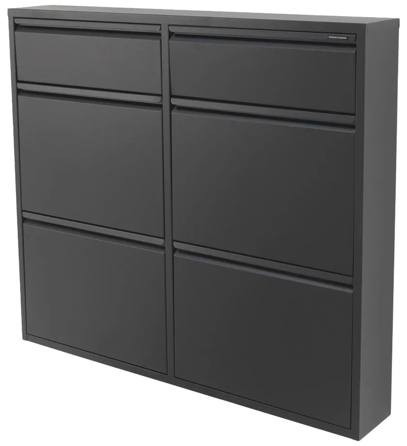 Scarpiera nera in metallo con ante ribaltabili 98x86x15 cm Billy – Spinder Design