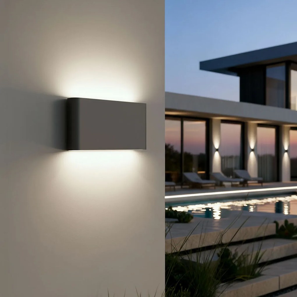 Applique LED 12W Bidirezione IP65 CCT con LED OSRAM - Antracite