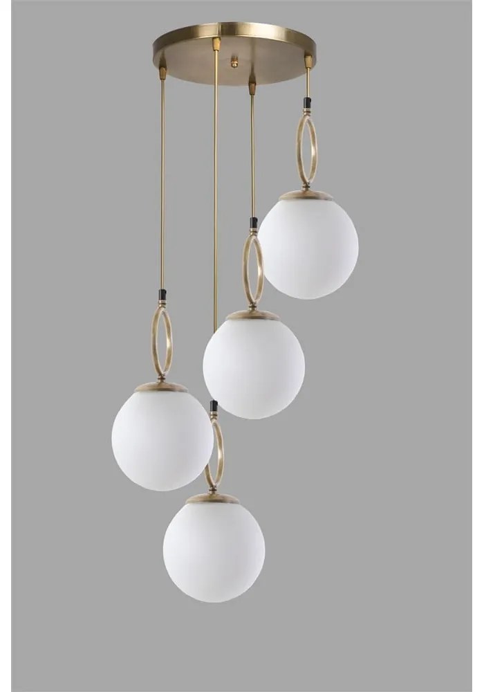 Lampadario bianco/dorato con paralume in vetro ø 30 cm Morino – Opviq lights