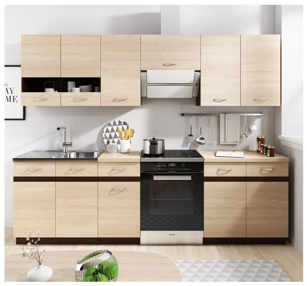 Cucina VALERIA 240 cm, marrone/rovere sonoma