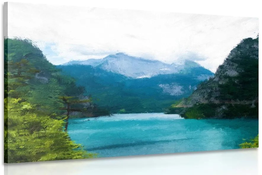 Quadro su tela – Lago di montagna dipinto