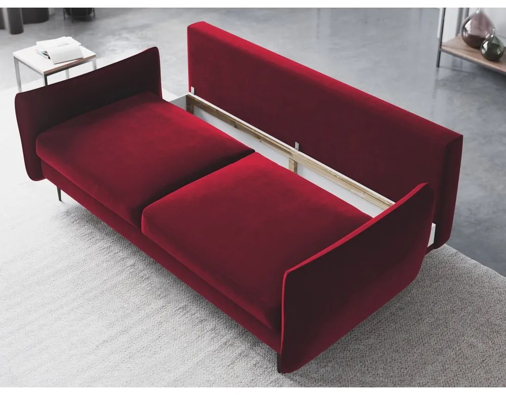 Divano letto rosso con contenitore Vermont - Cosmopolitan Design