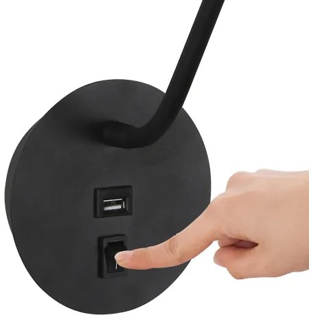 Brilagi - LED Lampada flessibile da muro con porta USB MAYA LED/3W/230V nero