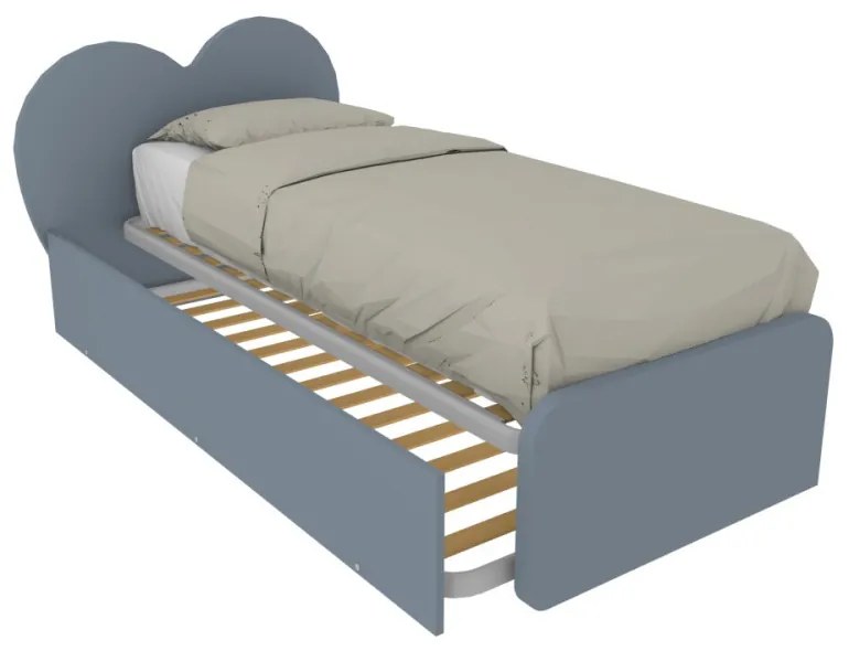 CUPIDOR - Letto cameretta a cuore singolo 80x190 con secondo letto estraibile e testata personalizzabile.Rete inclusa