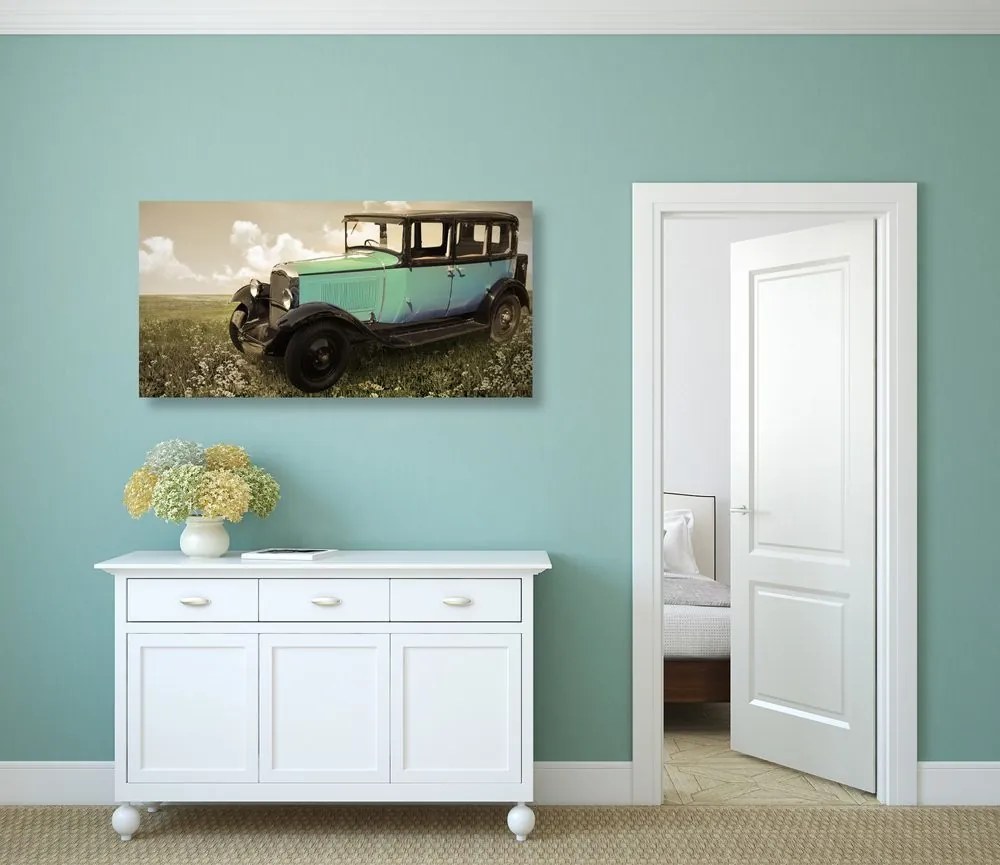 Quadro su tela – Auto retrò blu
