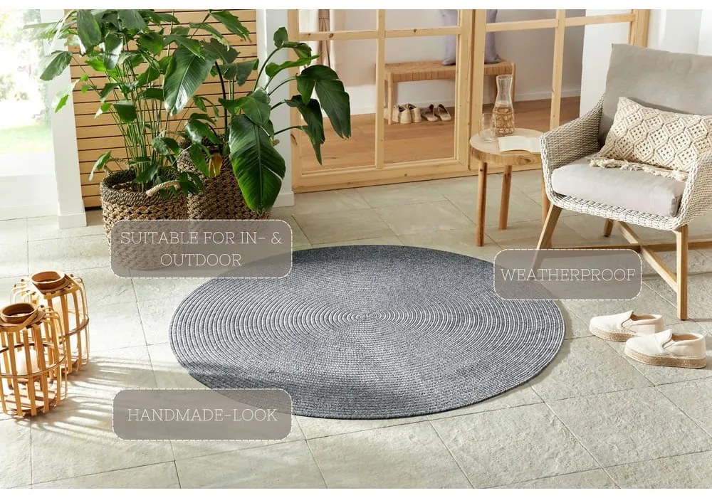 Tappeto grigio rotondo per esterni ø 150 cm - NORTHRUGS