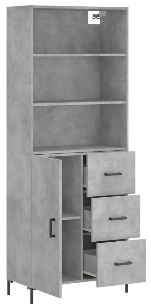 Credenza grigio cemento 69,5x34x180 cm in legno multistrato