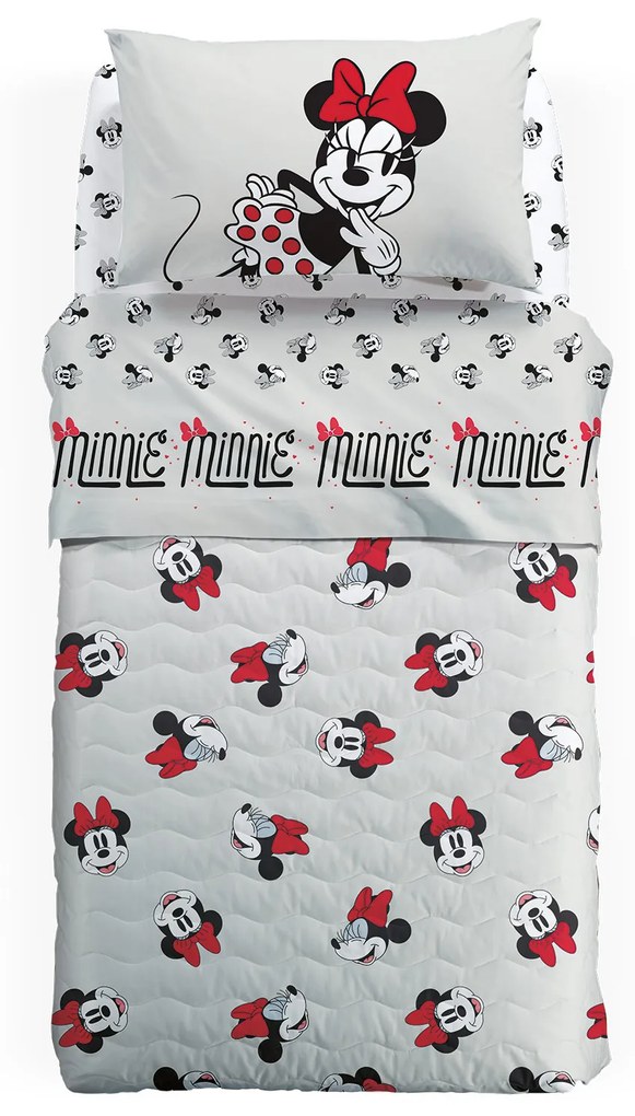 Copriletto Trapuntato in Cotone Minnie Retro' Piazza e Mezza