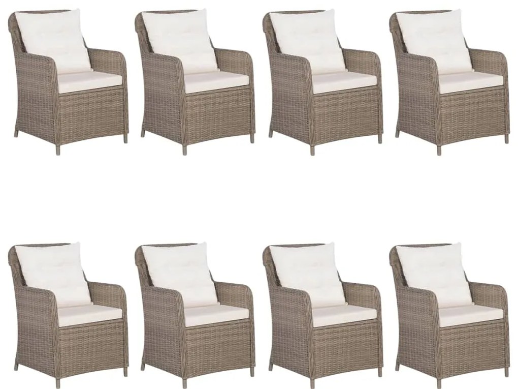 Set mobili da pranzo per giardino 9 pz marrone