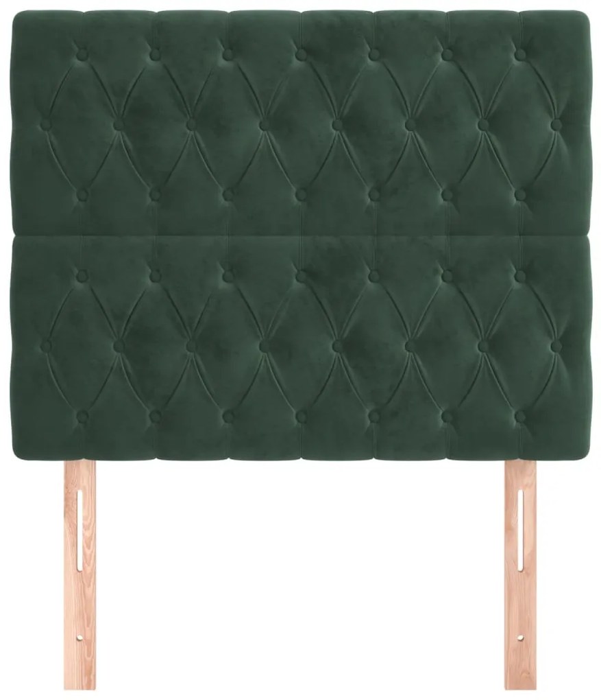 Testiera 2 pz verde scuro 100x7x78/88 cm in velluto