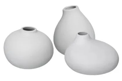 Set di vasi in grigio chiaro in porcellana 3 pz (altezza totale 9 cm) Nona – Blomus