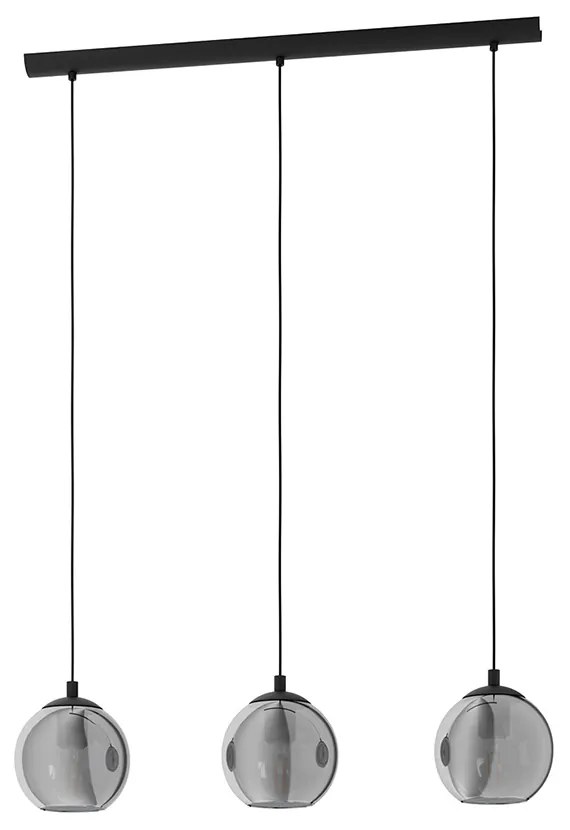 Lampadario Moderno Ariscani 3 Luci Acciaio Nero