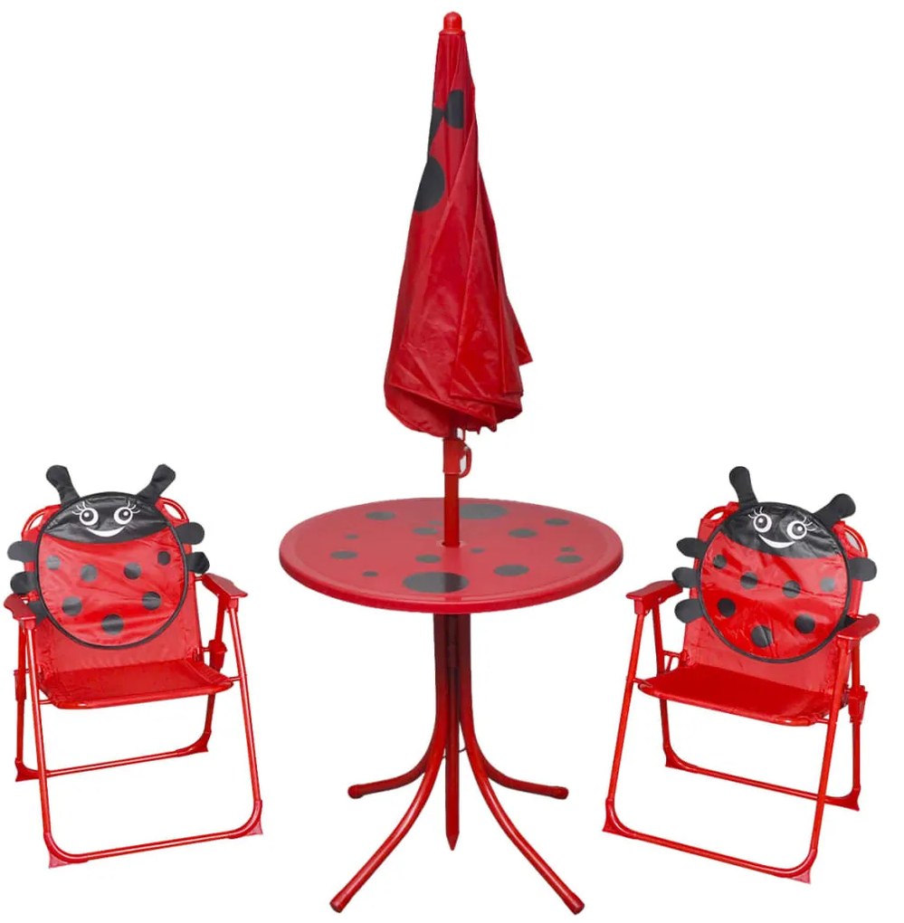 Set da bistrot da giardino per bambini con ombrellone rosso