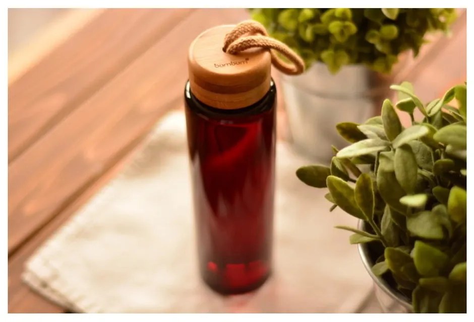 Bottiglia in vetro con tappo in bambù, 500 ml Diem - Bambum