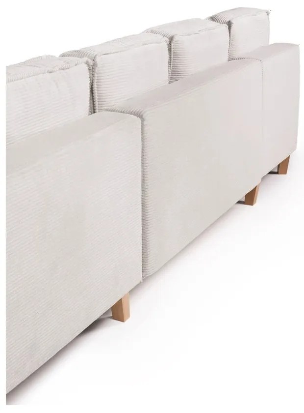 Divano angolare beige allungabile (con penisola a destra/a forma di "U") con rivestimento in velluto a coste Tori – Bonami Selection