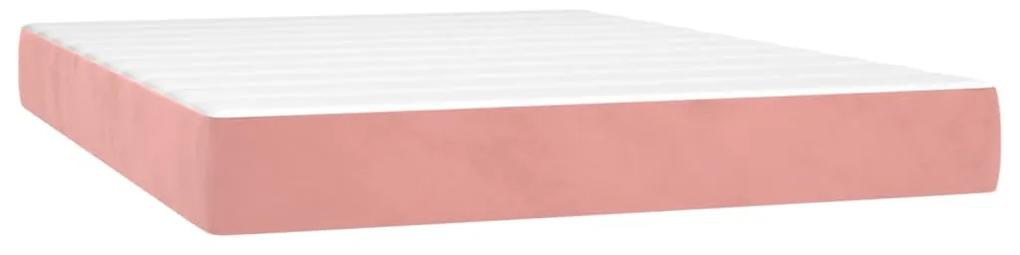 Giroletto a molle con materasso rosa 140x190 cm in velluto