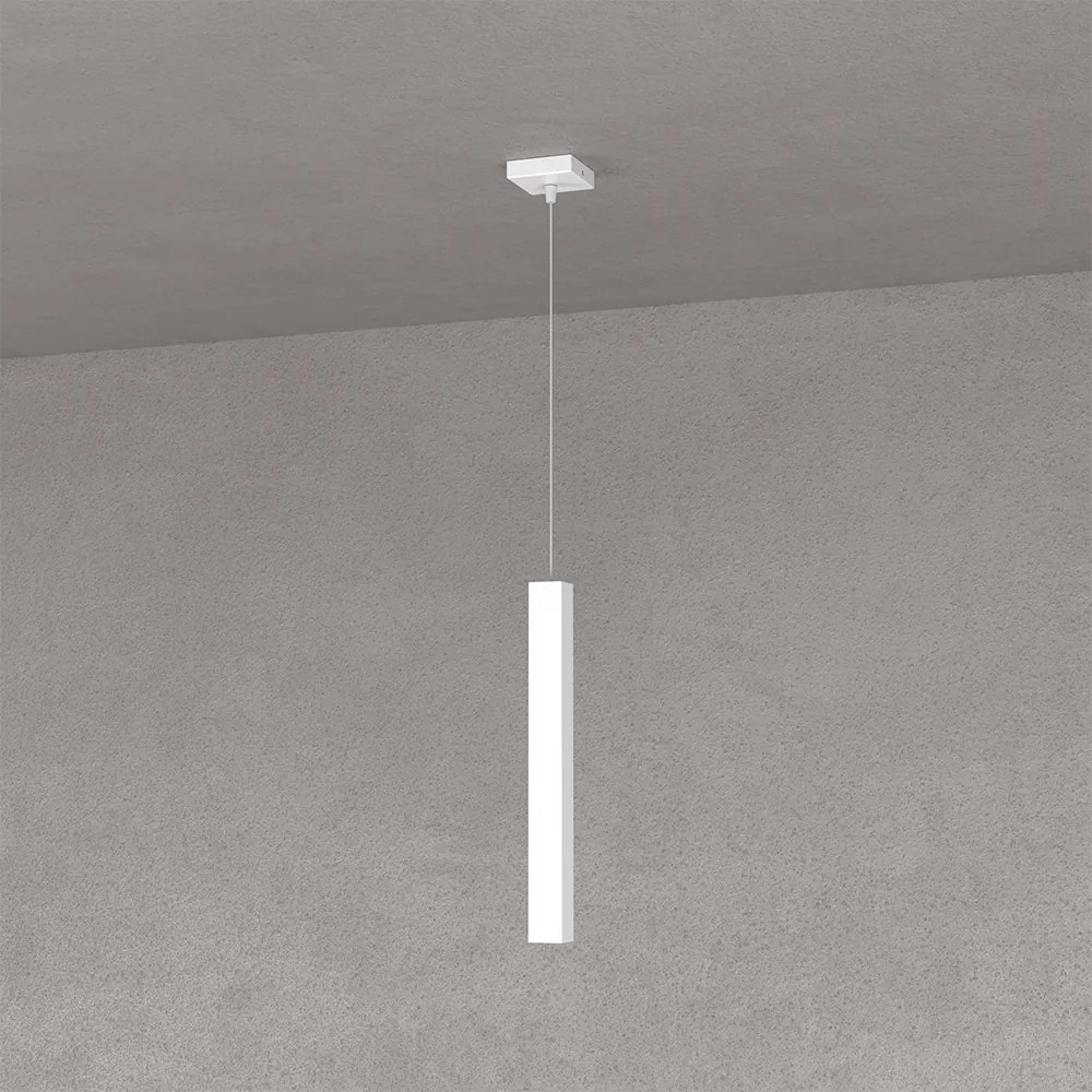 Sospensione Moderna Square Tube Metallo Bianco 1 Luce Gu10