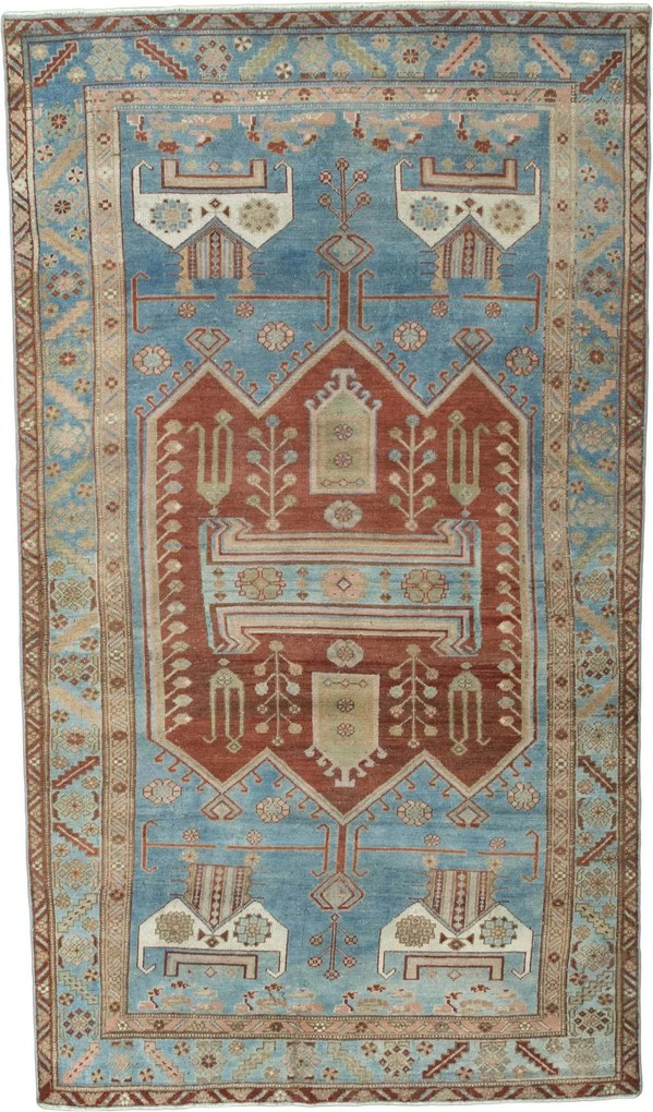 Hamedan Tappeto 240 x 140 Blu (Iran) Annodato A Mano