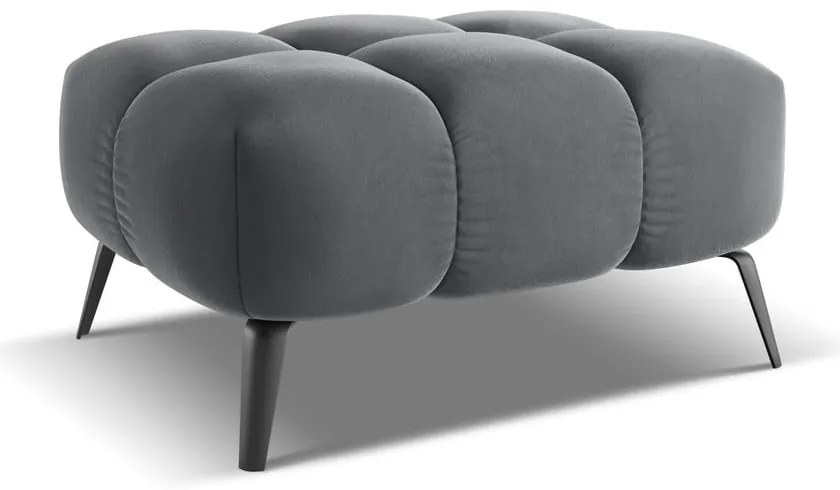 Poggiapiedi grigio con rivestimento in velluto Nalu – Makamii