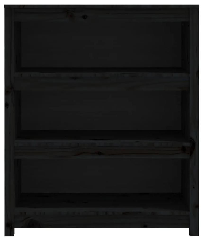 Libreria nera 80x35x97 cm in legno massello di pino