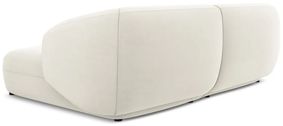 Divano angolare bianco (con penisola a destra) con rivestimento in velluto Moana – Makamii