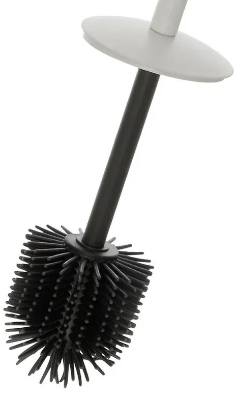 Portascopino bianco opaco con setole nere in silicone e secchio interno