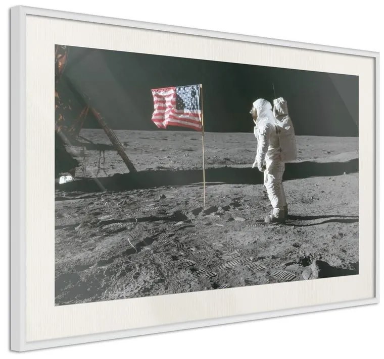 Poster  Flag on the Moon  Cornice Quadri Cornice nera con pass-partout, Larghezza x Altezza Home decor 60x40